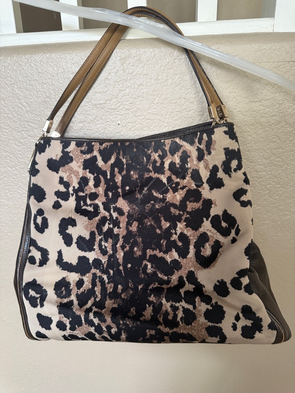 Coach Leopard Print Shoulder Bag - Black/Brown/Cream - Picture 4 of 8